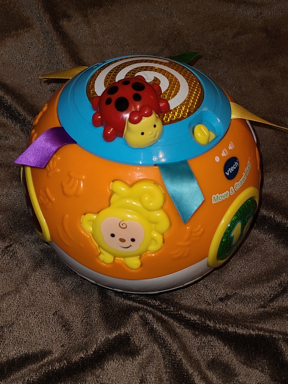 VTech Move And Crawl Ball Electronic Rolling Sounds And Lights Orange Works